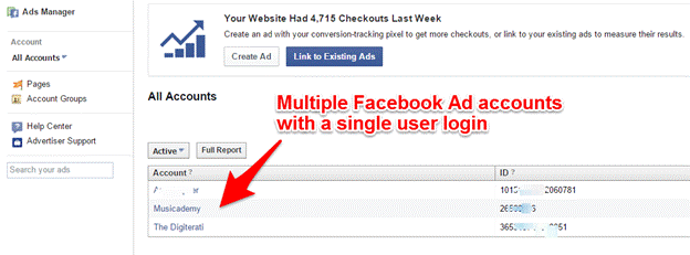 Multiple Ads on Facebook Accounts
