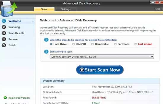 Features of Advanced Disk Recovery