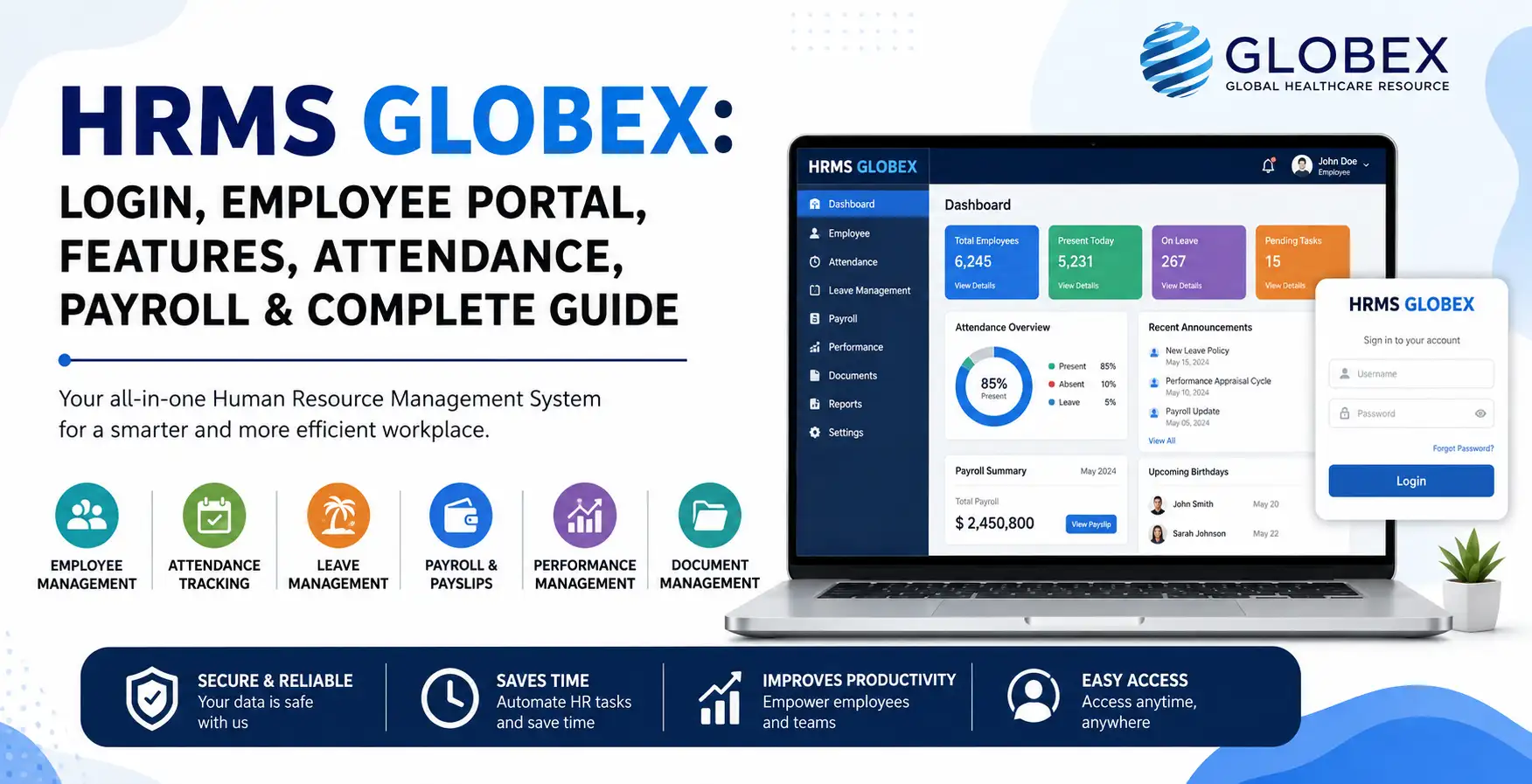 HRMS Globex Login, Employee Portal, Features, Attendance, Payroll & Complete Guide